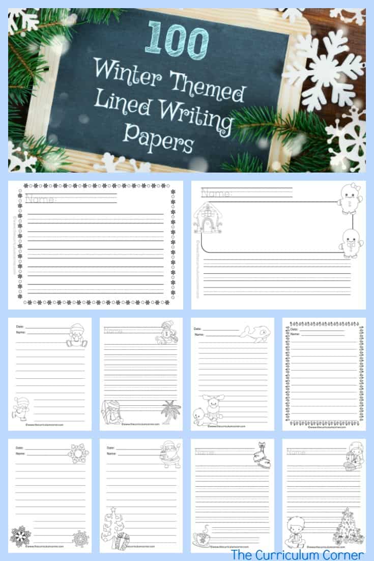 winter lined writing papers - the curriculum corner 123
